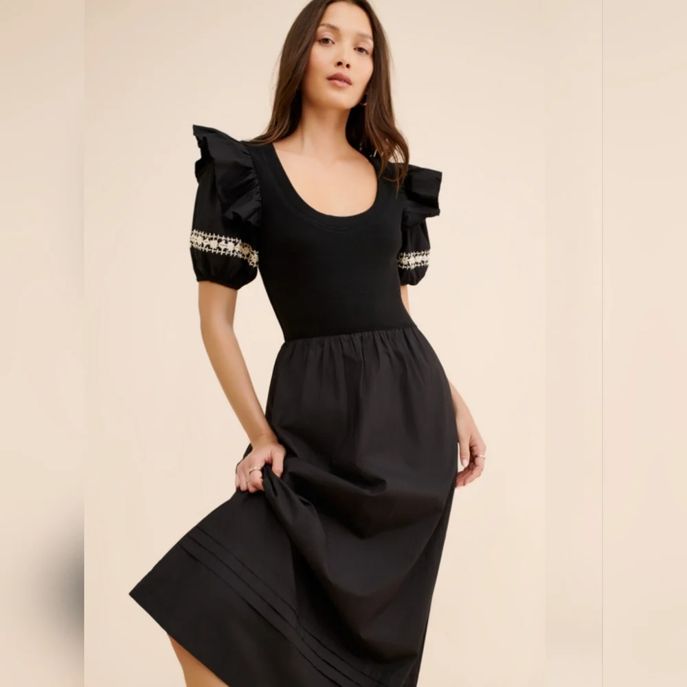 Cleobella Selman Organic Cotton Black Modi Dress Size M - Picture 4 of 13